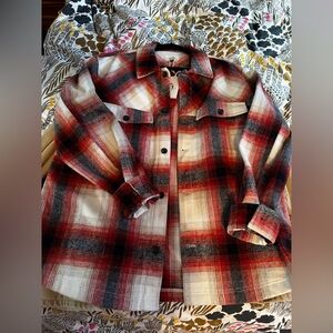 NWT Men’s Civil Society red & black plaid shirt jacket size XL